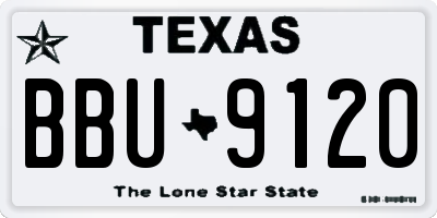 TX license plate BBU9120