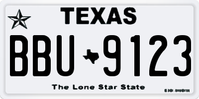 TX license plate BBU9123