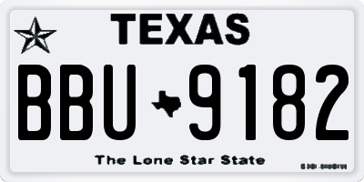 TX license plate BBU9182