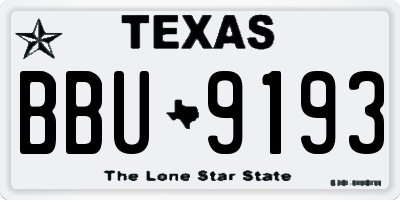 TX license plate BBU9193