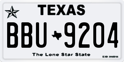 TX license plate BBU9204