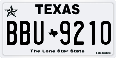 TX license plate BBU9210