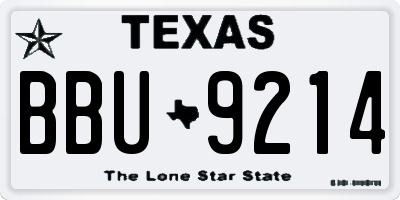 TX license plate BBU9214