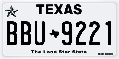 TX license plate BBU9221
