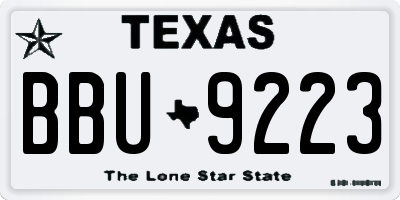 TX license plate BBU9223