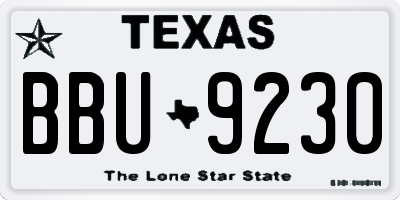 TX license plate BBU9230