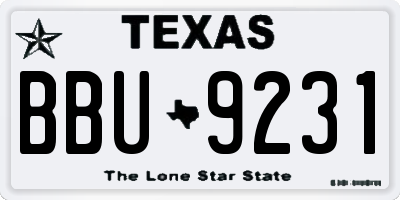 TX license plate BBU9231