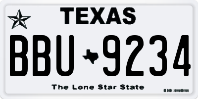 TX license plate BBU9234