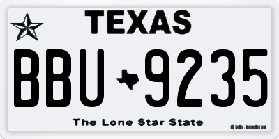 TX license plate BBU9235