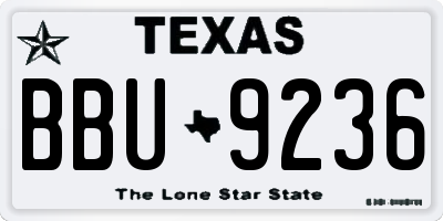 TX license plate BBU9236