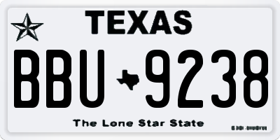 TX license plate BBU9238