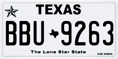 TX license plate BBU9263