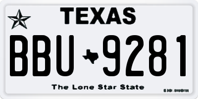 TX license plate BBU9281