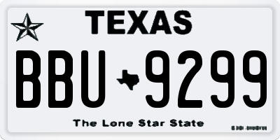 TX license plate BBU9299