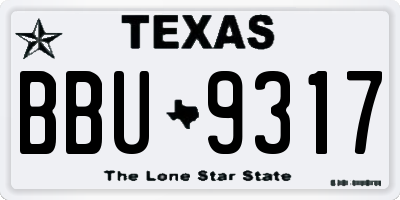 TX license plate BBU9317