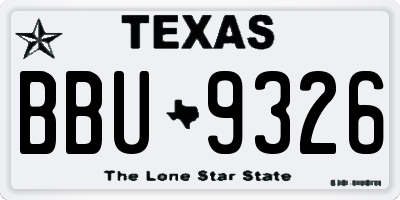 TX license plate BBU9326