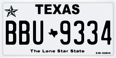 TX license plate BBU9334