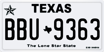 TX license plate BBU9363