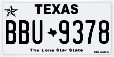 TX license plate BBU9378