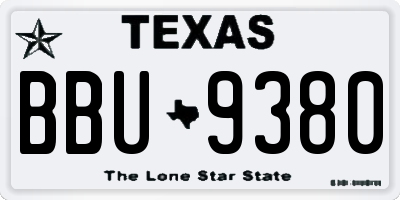 TX license plate BBU9380