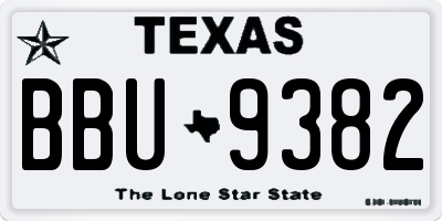 TX license plate BBU9382