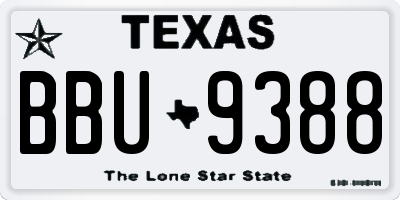 TX license plate BBU9388