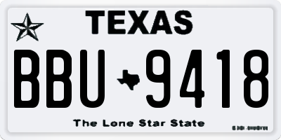 TX license plate BBU9418