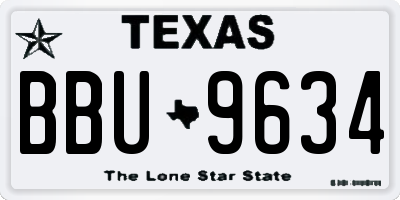 TX license plate BBU9634