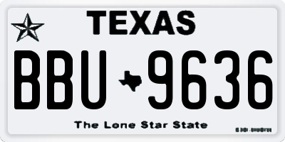 TX license plate BBU9636