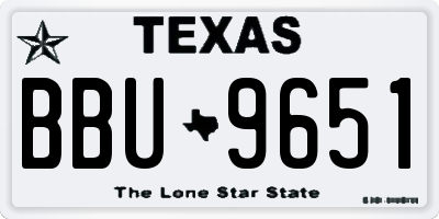 TX license plate BBU9651