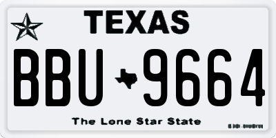 TX license plate BBU9664