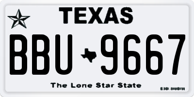 TX license plate BBU9667