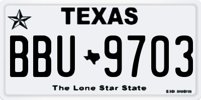 TX license plate BBU9703