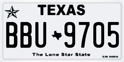 TX license plate BBU9705