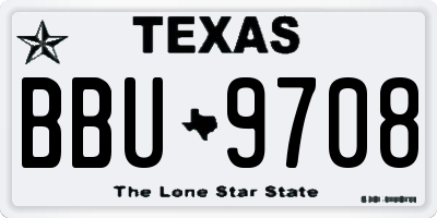 TX license plate BBU9708