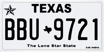 TX license plate BBU9721
