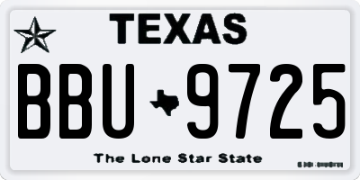 TX license plate BBU9725