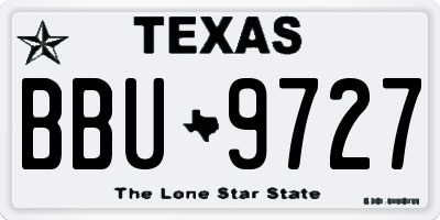 TX license plate BBU9727
