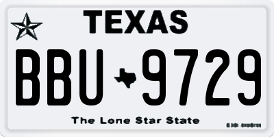 TX license plate BBU9729