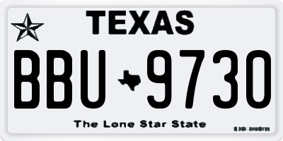 TX license plate BBU9730