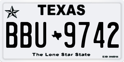 TX license plate BBU9742