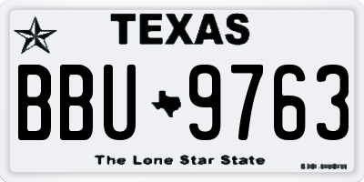 TX license plate BBU9763