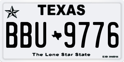 TX license plate BBU9776