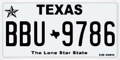 TX license plate BBU9786