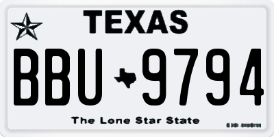 TX license plate BBU9794