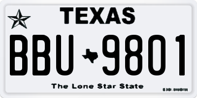 TX license plate BBU9801