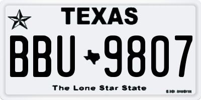 TX license plate BBU9807