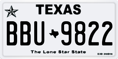 TX license plate BBU9822