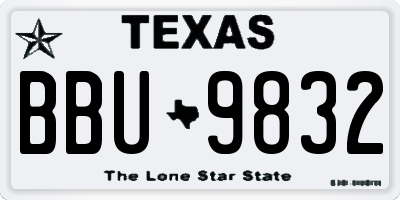 TX license plate BBU9832