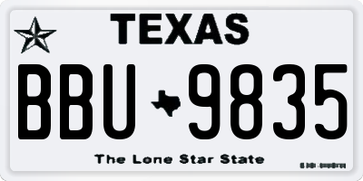 TX license plate BBU9835